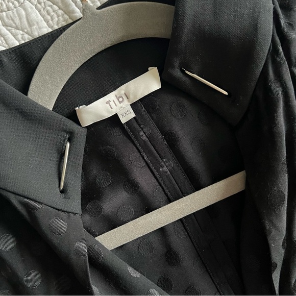 Tibi - Dot Jacquard Dolman Tie Neck Paneled Dress - Black - Picture 5 of 14